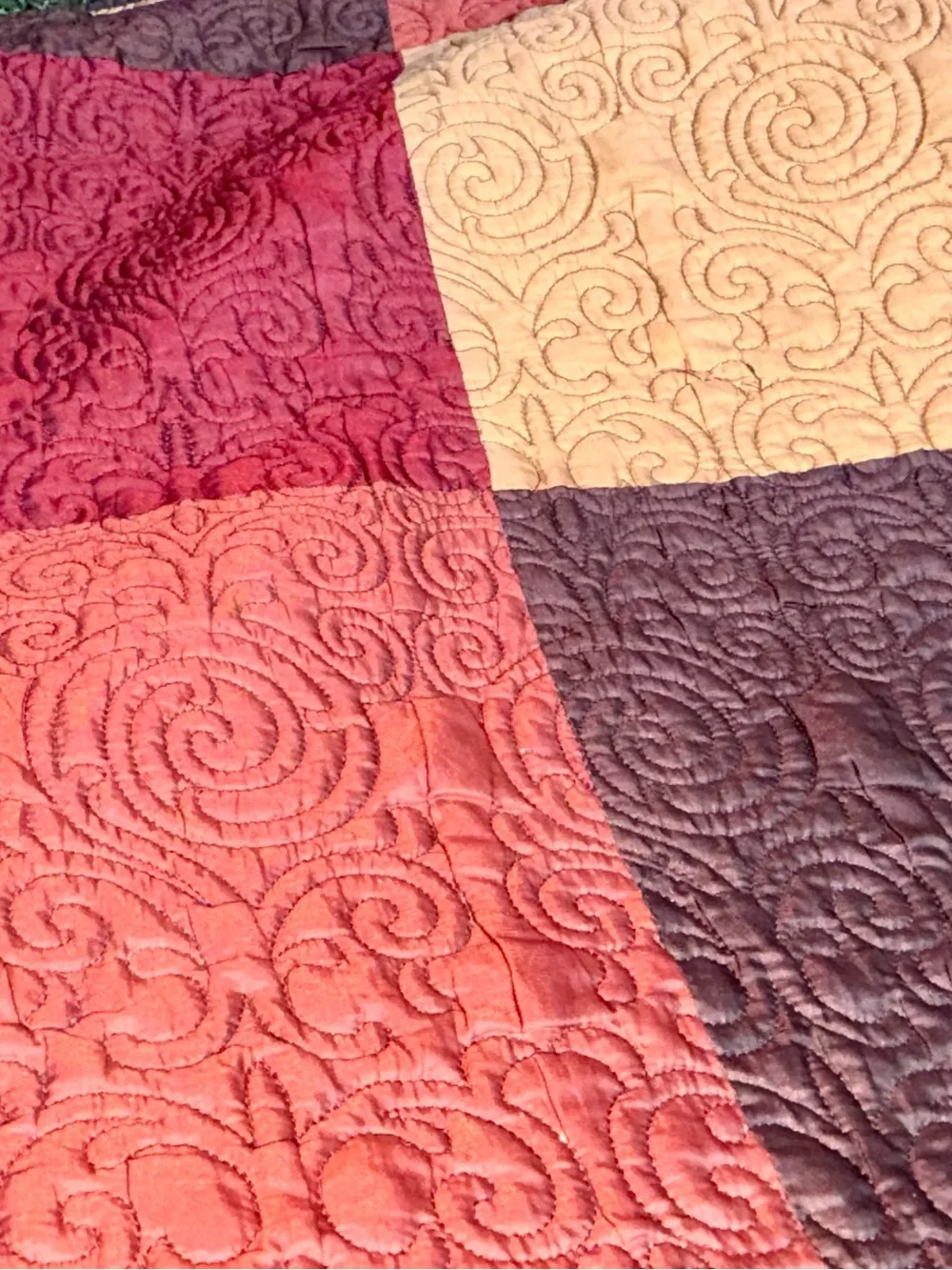 Springmaid King Parchwork quilt boho rustic fall bedspread